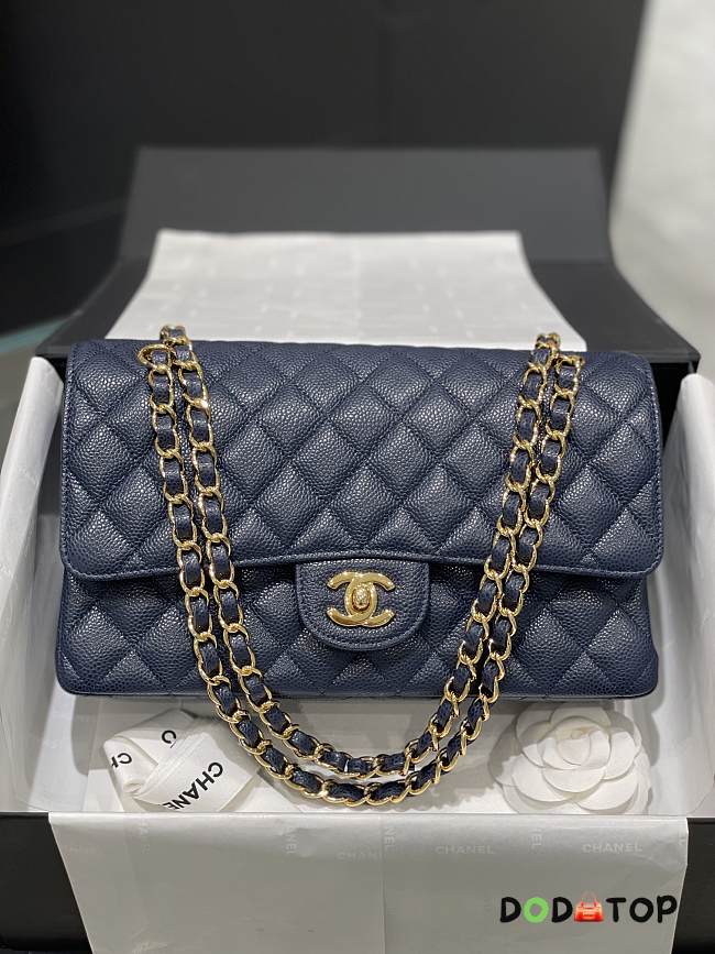 Chanel Cf Medium Caviar Navy Blue Gold Hardware Size 25.5 cm - 1