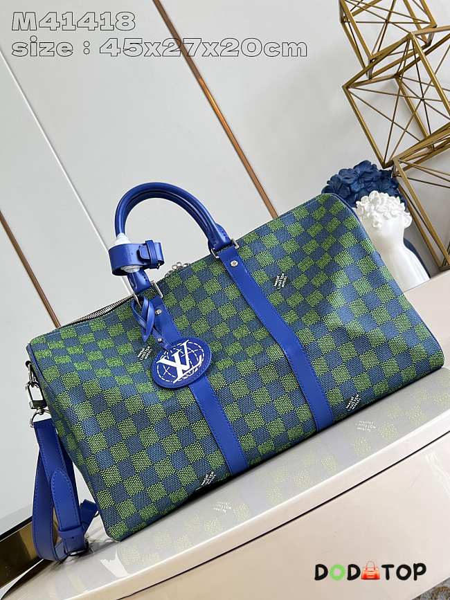 Louis Vuitton Keepall 45 Handbag Green Grid Size 45 x 27 x 20 cm - 1