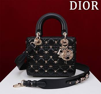 Dior Lady Dior Four-grid Dragonfly Black Size 20 x 16 x 8 cm