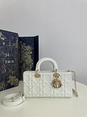 Dior Medium Lady D-Joy Bag Latte Graphic Cannage Calfskin White Size 26 x 6 x 14 cm - 1