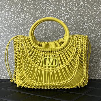 Valentino Garavani Allknots Woven Tote Bag Yellow Size 38 x 34 x 7cm