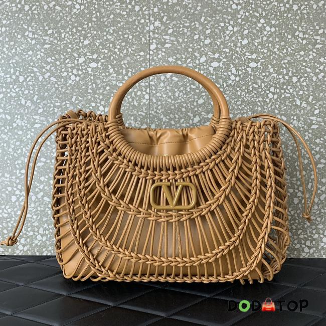 Valentino Garavani Allknots Woven Tote Bag Brown Size 38 x 34 x 7cm - 1