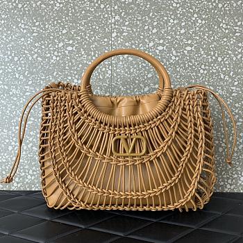 Valentino Garavani Allknots Woven Tote Bag Brown Size 38 x 34 x 7cm