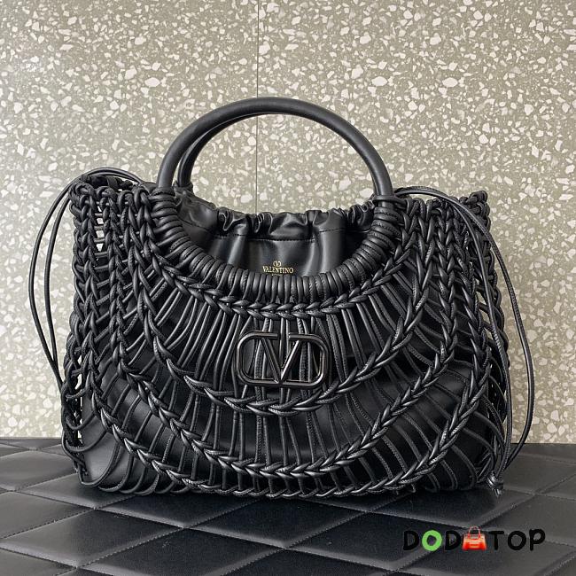 Valentino Garavani Allknots Woven Tote Bag Black Size 38 x 34 x 7cm - 1