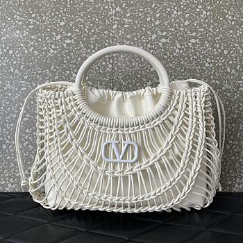 Valentino Garavani Allknots Woven Tote Bag White Size 38 x 34 x 7cm