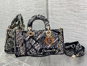 Dior D-Joy Bag Horizontal Paris Map Black Size 26 x 13.5 x 5 cm