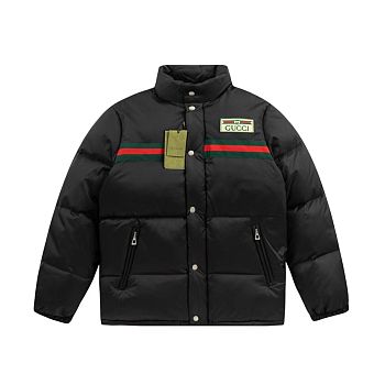 Gucci Padded Nylon Bomber Jacket Black/White