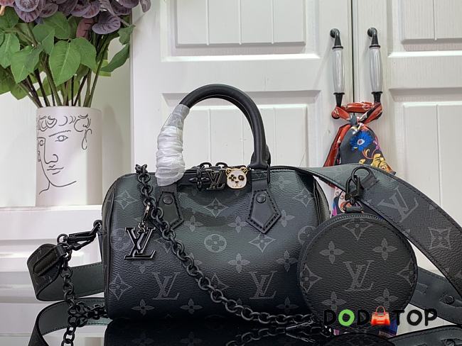 Louis Vuitton Speedy 18 Handbag M24606 Black Flower Size 18 x 12 x 10 cm - 1