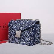 Valentino Garavani One Stud Rhinestone Denim Bag Size 19 x 14 x 11 cm - 6