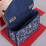 Valentino Garavani One Stud Rhinestone Denim Bag Size 19 x 14 x 11 cm - 4