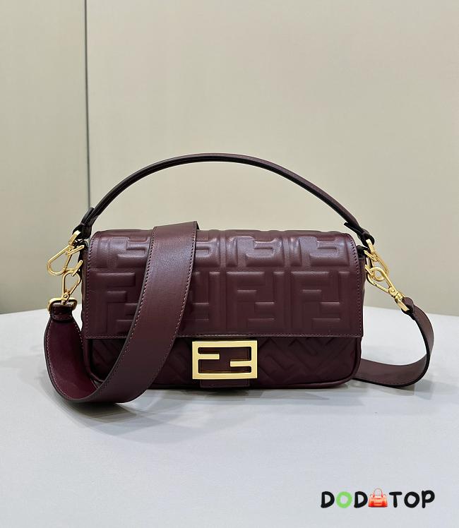 Fendi Baguette Burgundy Bag Size 27 × 5 × 13 cm - 1