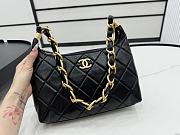  Chanel Small Hobo Black Bag Shiny Lambskin Gold Metal Size 24 x 26 x 9.5 cm - 3