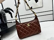 Chanel Small Hobo Brown Bag Shiny Lambskin Gold Metal Size 24 x 26 x 9.5 cm - 5