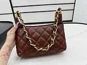 Chanel Small Hobo Brown Bag Shiny Lambskin Gold Metal Size 24 x 26 x 9.5 cm - 3