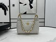 Chanel Small Hobo White Bag Shiny Lambskin Gold Metal Size 24 x 26 x 9.5 cm - 1