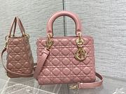 Dior Lady Cannage Lambskin Medium Tote Bag Pink Gold Hardware Size 24 x 20 x 11 cm - 1