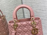 Dior Lady Cannage Lambskin Medium Tote Bag Pink Gold Hardware Size 24 x 20 x 11 cm - 3