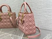 Dior Lady Cannage Lambskin Medium Tote Bag Pink Gold Hardware Size 24 x 20 x 11 cm - 2