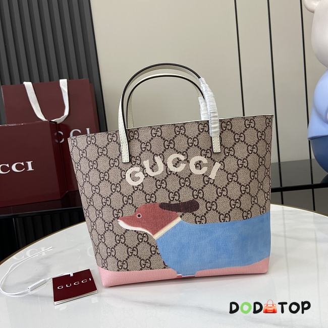 Gucci Children's Double G tote bag in Blue Fabric Size 21 x 20 x 10 cm - 1