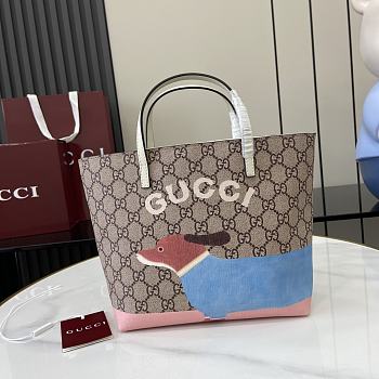 Gucci Children's Double G tote bag in Blue Fabric Size 21 x 20 x 10 cm