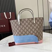 Gucci Children's Double G tote bag in Blue Fabric Size 21 x 20 x 10 cm - 5