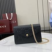 Gucci GG Leather Chain Wallet Black Size 20 x 13 x 6 cm - 1