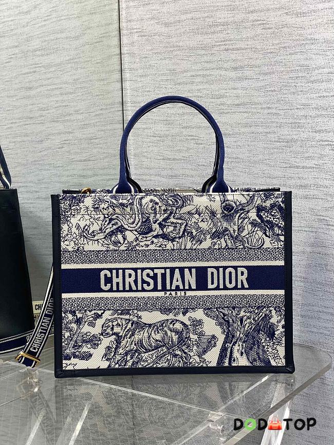 Dior Book Tote Medium Blue Tiger Size 36 x 16 x 27 cm - 1