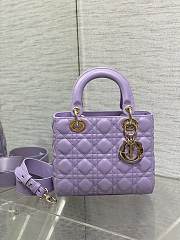 Dior Lady Medium Lambskin Handbag Purple Size 20 x 8 x 17 cm - 6