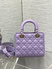 Dior Lady Medium Lambskin Handbag Purple Size 20 x 8 x 17 cm - 2