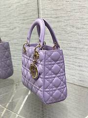 Dior Lady Medium Lambskin Handbag Purple Size 20 x 8 x 17 cm - 3