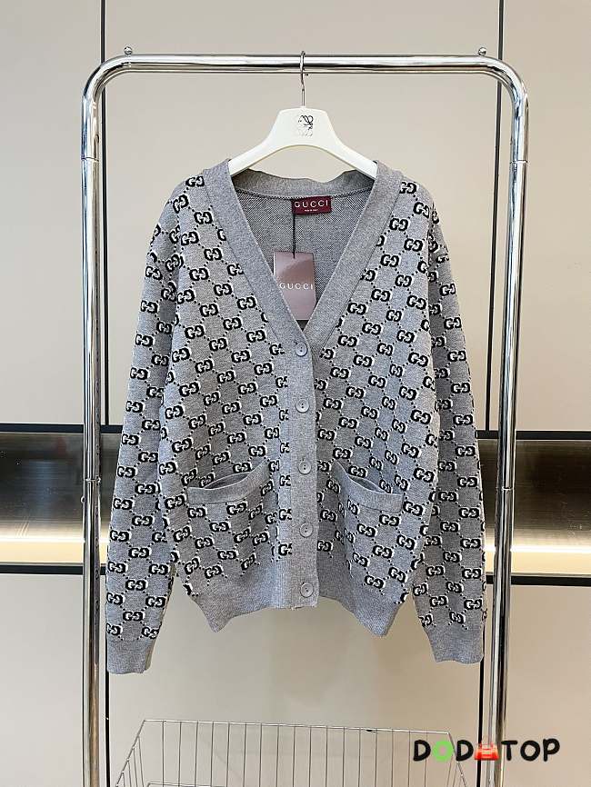 Gucci Monogram Knitted Jacquard Cardigan - 1