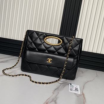 Chanel Clutch Lambskin & Gold-Tone Metal Black Size 24 × 34 × 8 cm