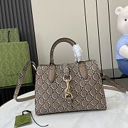 Gucci Hook-And-Loop Small Tote Bag Beige Gray Print Size 24 x 17.5 x 8.5 cm - 1