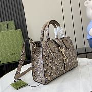 Gucci Hook-And-Loop Small Tote Bag Beige Gray Print Size 24 x 17.5 x 8.5 cm - 2