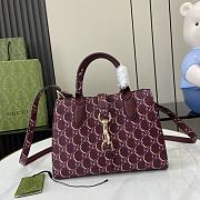 Gucci Hook-And-Loop Small Tote Bag Burgundy Print Size 24 x 17.5 x 8.5 cm - 1