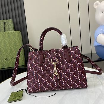 Gucci Hook-And-Loop Small Tote Bag Burgundy Print Size 24 x 17.5 x 8.5 cm