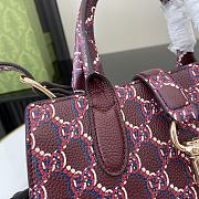 Gucci Hook-And-Loop Small Tote Bag Burgundy Print Size 24 x 17.5 x 8.5 cm - 3