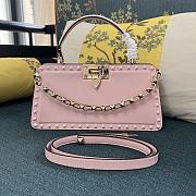 Valentino Garavani Small Rockstud Top-handle Bag Calfskin Leather Pink Size 28 x 14 x 8 cm - 1