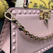 Valentino Garavani Small Rockstud Top-handle Bag Calfskin Leather Pink Size 28 x 14 x 8 cm - 5