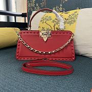 Valentino Garavani Small Rockstud Top-handle Bag Calfskin Leather Red Size 28 x 14 x 8 cm - 1