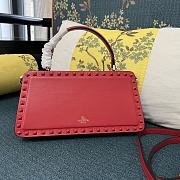 Valentino Garavani Small Rockstud Top-handle Bag Calfskin Leather Red Size 28 x 14 x 8 cm - 5