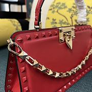 Valentino Garavani Small Rockstud Top-handle Bag Calfskin Leather Red Size 28 x 14 x 8 cm - 4