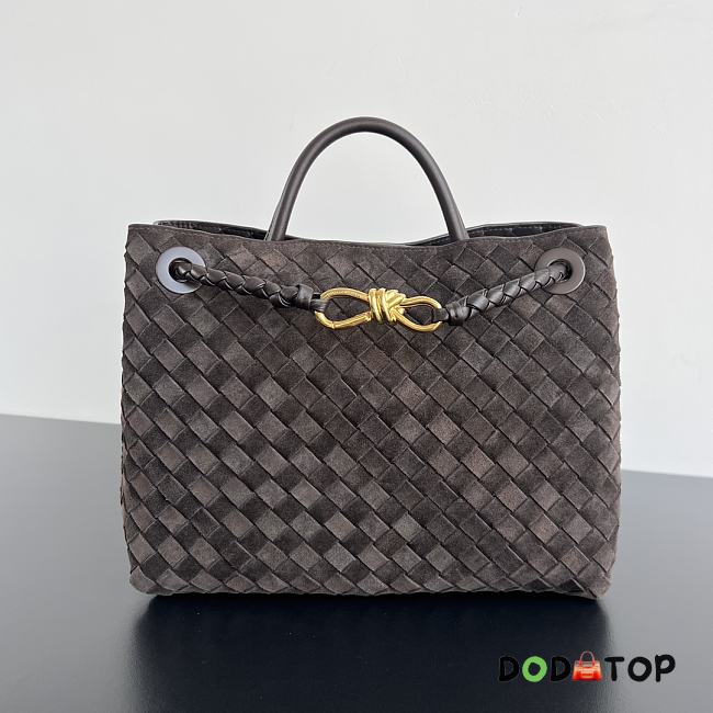  Bottega Veneta Andiamo Medium Intrecciato Suede Tote Brown Size 32 x 25 x 11 cm - 1