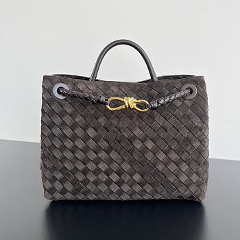  Bottega Veneta Andiamo Medium Intrecciato Suede Tote Brown Size 32 x 25 x 11 cm