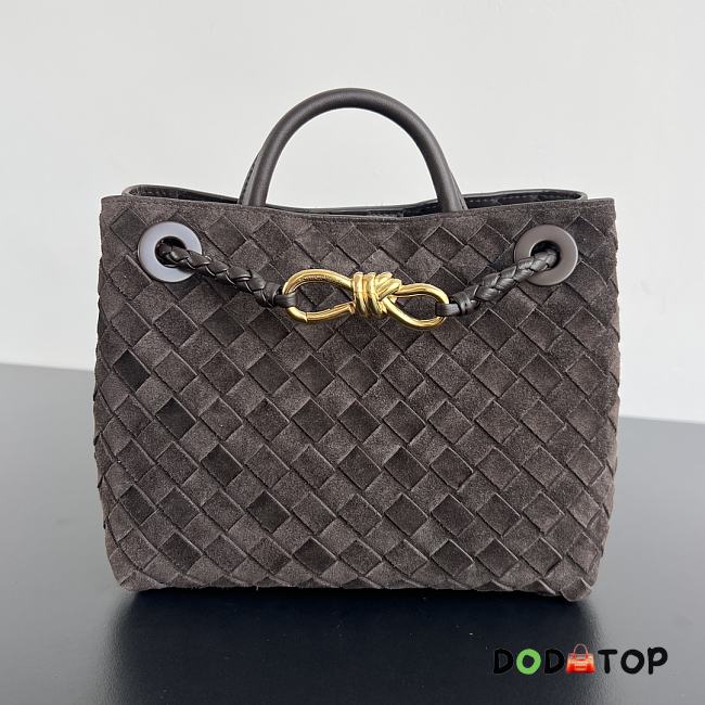 Bottega Veneta Andiamo Small Intrecciato Suede Tote Brown Size 25 x 22 x 10.5 cm - 1