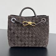 Bottega Veneta Andiamo Small Intrecciato Suede Tote Brown Size 25 x 22 x 10.5 cm - 1