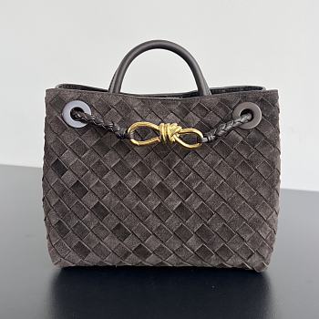 Bottega Veneta Andiamo Small Intrecciato Suede Tote Brown Size 25 x 22 x 10.5 cm