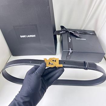 YSL Saint Laurent Black Belt Silver/Gold Hardware 2.4 cm