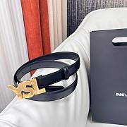 YSL Saint Laurent Black Belt Silver/Gold Hardware 2.4 cm - 3