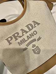 Prada Small Linen Blend and Leather Tote Bag Size 21 x 18 x 9 cm - 3